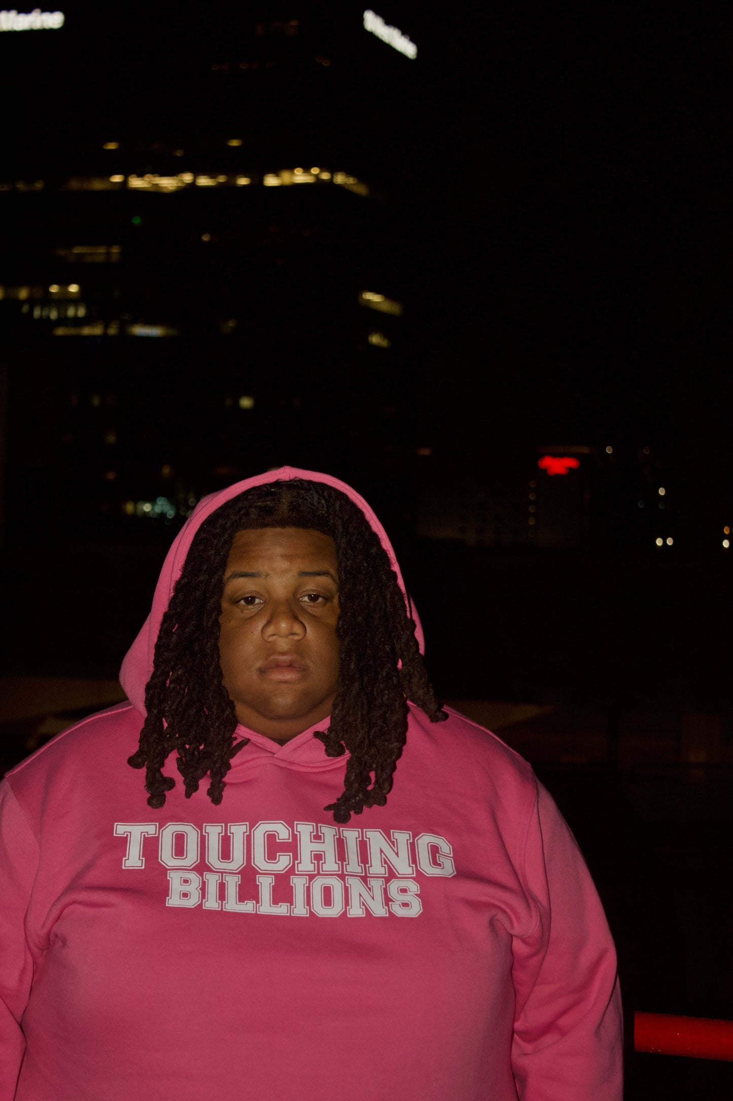 Touching billions pullover pink hoodie